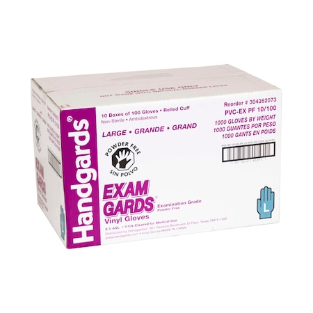 Examgards Handgards Exam Gards Powder Free Large Vinyl Glove, PK1000 304362073